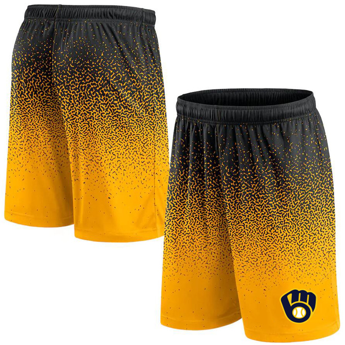 Men's Milwaukee Brewers Black/Yellow Ombre Shorts Men's Milwaukee Brewers Black/Yellow Ombre Shorts